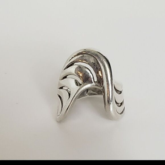 STERLING SILVER Free-form Cutout Wave Ring - Picture 6 of 8